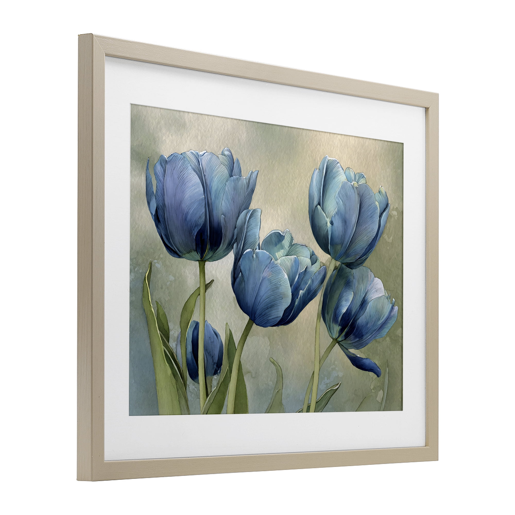 Stupell Industries Drawn Blue Tulip Flowers Birch Framed Print Under Glass, design by Franklyn Gregory