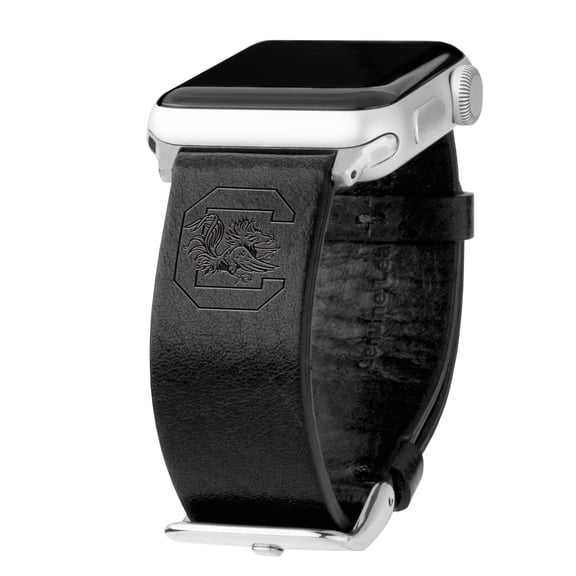 Gamecocks Premium Leather Unisex Watch Band for Apple Watch - 42/44/45/49mm(46mm Series 10) Long Black by Affinity Bands