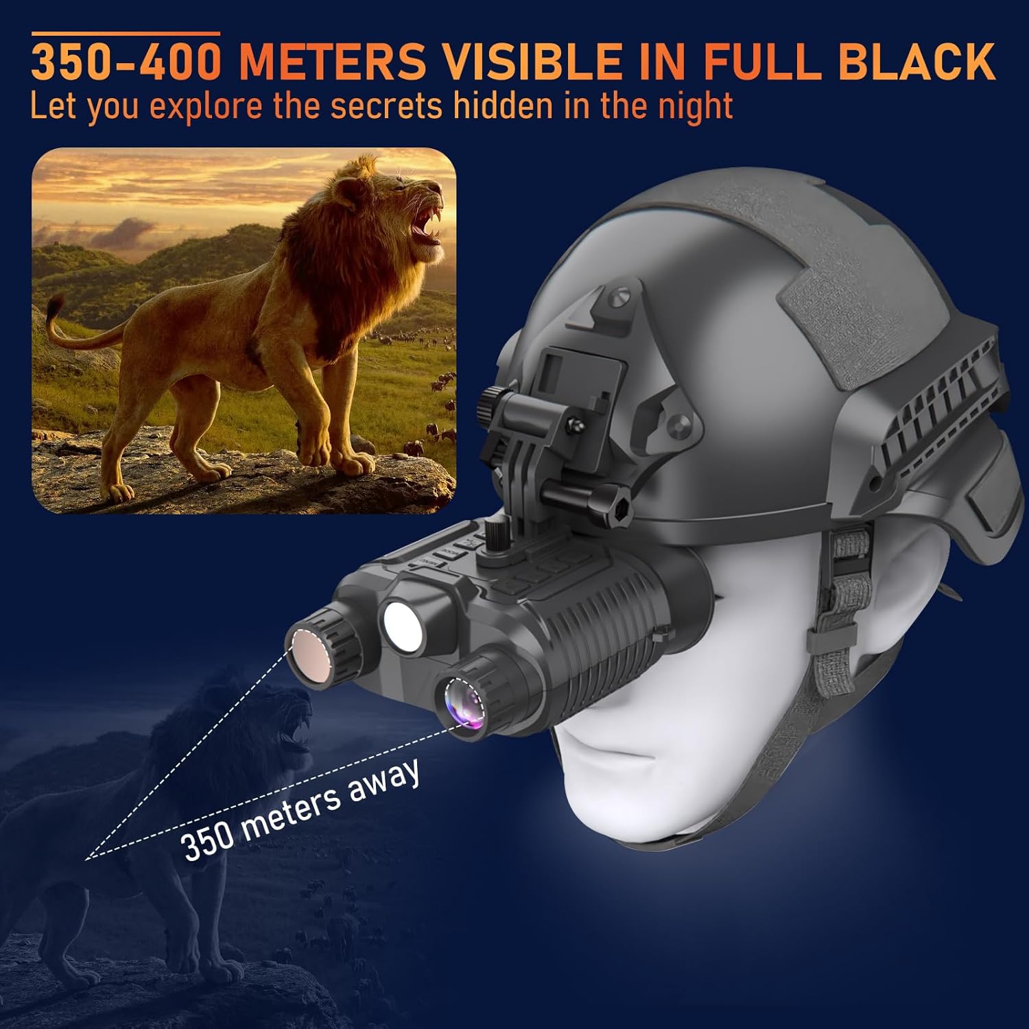 Aorsher Head-Mounted Night Vision Goggles with 8X Digital Zoom, Goggles Military Grade Night Vision Binoculars with 32GB TF Card, 4K Video and 36MP Photo for Viewing 1312FT