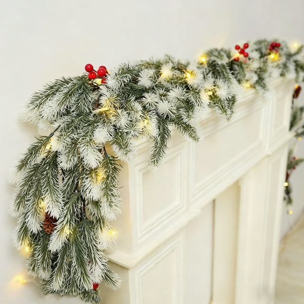 Ratán De Plástico Tiras De Ratán Artificial De 174cm Con Agujas De Goma Suave Para Colgar En La Puerta O Decorar Paredes En Navidad, Color Blanco (1 Unidad) Rkxzt