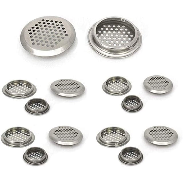 Rejilla de ventilación 20 piezas Rejilla de acero inoxidable Rejilla de ventilación Orificio de respiración para armario Armario Rejilla de escape de aire Ventilación para muebles de cocina Boca