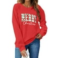 thumbnail image 3 of GUZOM Womens Red Christmas Sweatshirt - Plaid "Merry Christmas" Print, Soft 100% Polyester, Relaxed Fit Pullover (XS to XL),Size L, 3 of 8