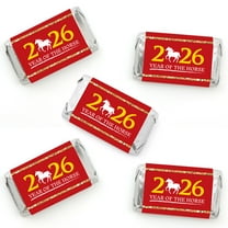 Big Dot of Happiness 2026 Year of the Horse - Mini Candy Bar Wrapper Stickers - Lunar New Year Small Favors - 40 Count