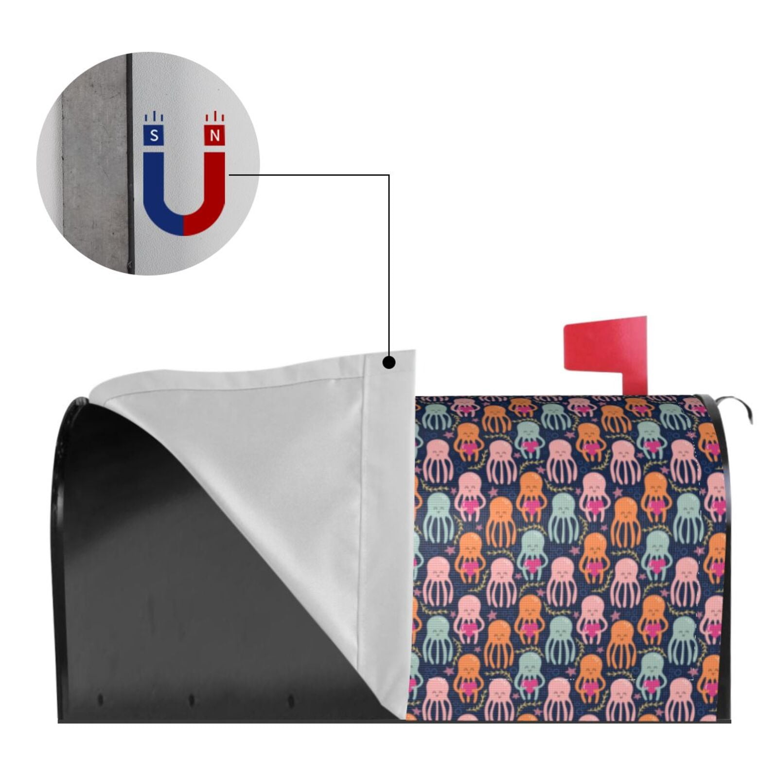 Xecao Octopus in love for Mailbox Cover with Magnetic Strips, Waterproof and Sunscreen, Adds a Decorative Touch to Your Garden Yard-21x18 in