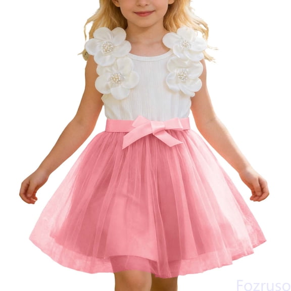 Fozruso Princess Dresses for Girls Elegant Floral Dress For Girls Summer Party And Birthday Celebration Formal Occasion Gown Sizes 2-3 Years