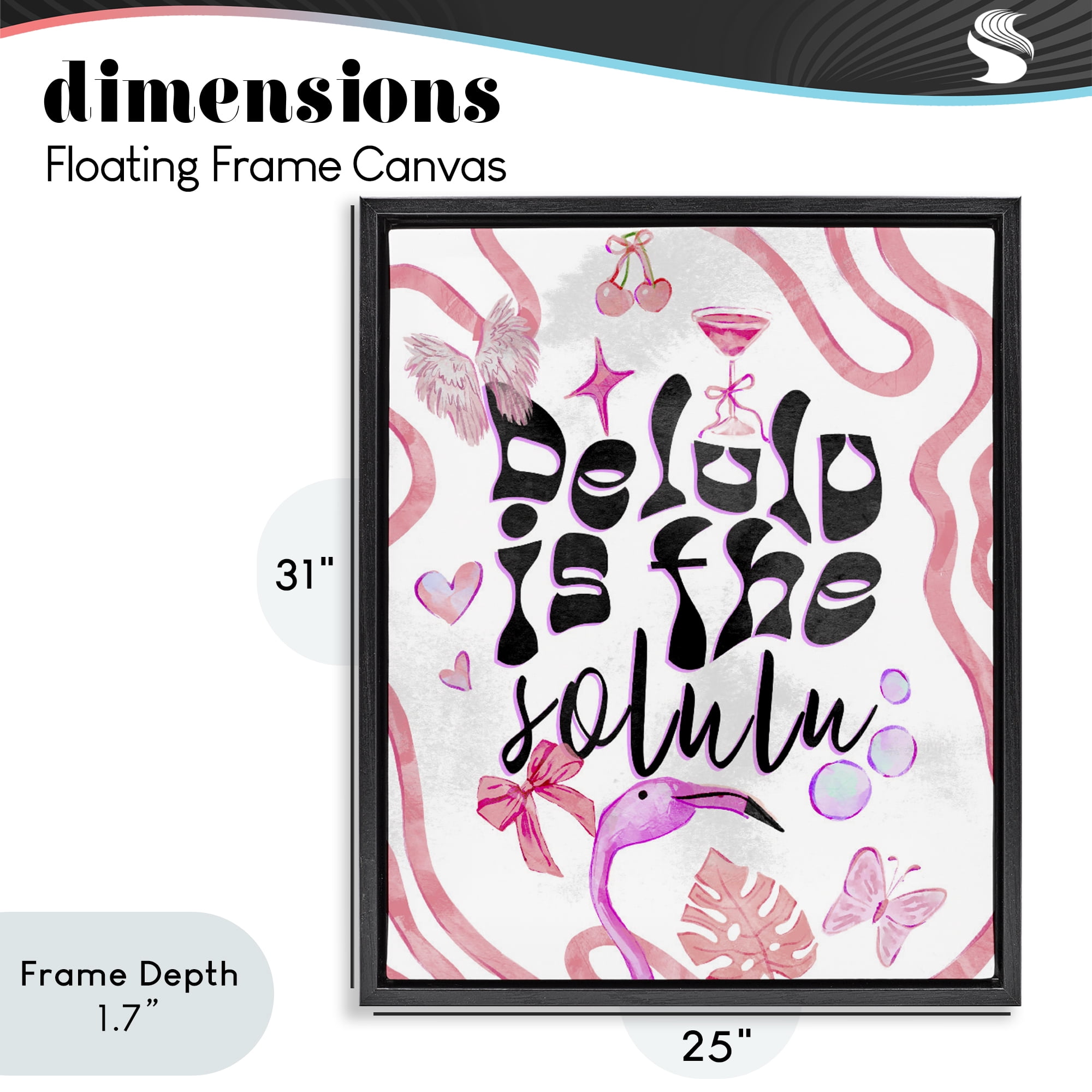 Stupell Industries Delulu Is The Solulu Black Framed Floater Canvas Wall Art, design by Ziwei Li
