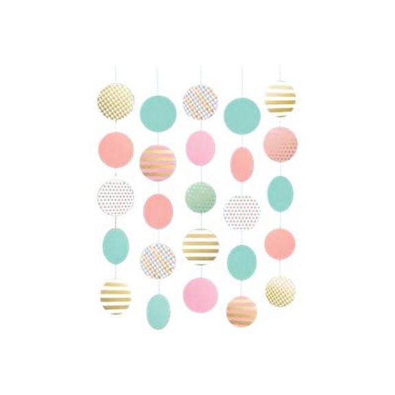 Amscan Party String Circle Decorations Metallic Rose Gold/Pink 5/Pack (672427.90)
