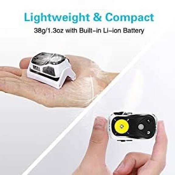 2 Pack Ultra Light & Rechargeable Headlamp with 1000 Lumens, LED Headlight with White Red Light, Waterproof Motion Sensor Head Lamp, 6 Mode for Outdoor Running, Repairing, Fishing, Walking Dog
