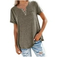 thumbnail image 2 of Patlollav Women Tops Solid Button T-Shirt Short Sleeve Blouse, 2 of 6