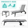 thumbnail image 2 of Yoleny Chaise Longue de Patio avec Roues, Ensemble de 2 Chaises Longues d'Extérieur avec Dossier Réglable, Chaises Longues de Piscine en Textilène Imperméable avec Table d'Appoint pour Patio, Bord de Piscine, Terrasse, Gris, 2 of 6
