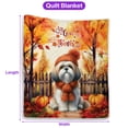thumbnail image 5 of Happy Thanksgiving Shih Tzu Give Thanks Fall Beanie Scarf Welcome Quilt Blanket Lion Dog Lover Gifts Cozy Comforter Throw Blanket - 00020, 5 of 5
