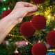 thumbnail image 4 of Juego de adornos de bolas de Navidad Paquete de 12 | Café Rojo Verde Flocado 2.36in | Decoraciones de árbol de Navidad irrompibles | Estilos ligeros, fáciles de colgar, variados para decoración de, 4 of 9