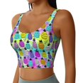 thumbnail image 2 of Rateoe Graffiti Pineapples Print Womens' Sports Bras Scoop Neck Sports Vest- Padded U Back Seamless High Impact Support, 2 of 7
