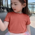 thumbnail image 2 of Gubotare Toddler T Shirts Girls' and Toddler Flutter Short Sleeve Summer Solid Color T Shirt Size 5T 6T (Orange,5-6 Years), 2 of 4