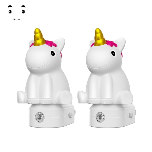 LOHASLED 2 Pack Kids Night Lights Plug into Wall, Multicolor RGB & Warm White LED Nightlight for Bedroom Bathroom Hallway