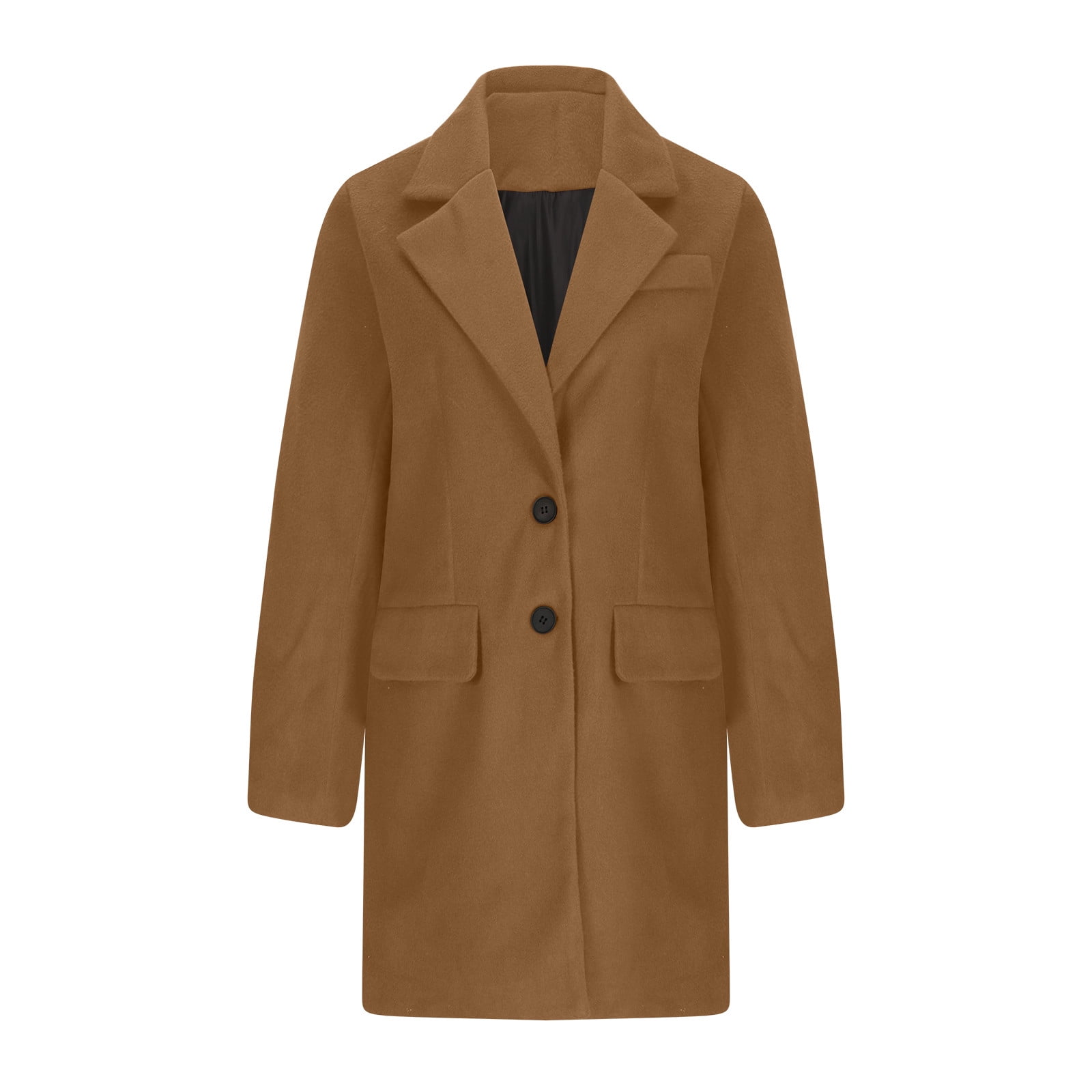 Wool Trench Coats for Women Winter Fall Fashion Notch Collar Pea