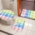 thumbnail image 5 of Abstract Bathroom Rugs Set Gradient Color Plaid Non Slip Absorbent Soft Bath Mats 3 Piece Set with Bathroom Rug, U-Shaped Floor Mat, Toilet Seat Cover Large Size, 5 of 9