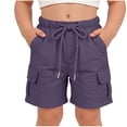 thumbnail image 2 of Maqroz Girls Cargo Shorts Elastic Waist Button Closure Casual Summer Shorts with Side Pockets Solid Color Loose Fit Bottoms 5-15 Years, 2 of 8