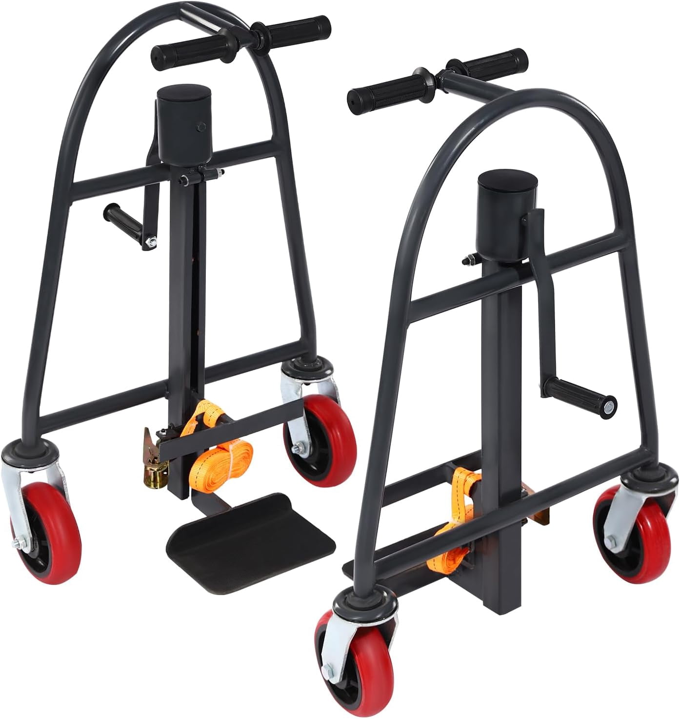 Manual Furniture Mover (Set of 2) Crate Mover with Solid Iron Core PP Wheels 1100 lbs 12" Lift Height Machinery Mover,Safe & Easy Lifting Furniture Dolly with 2 Handles