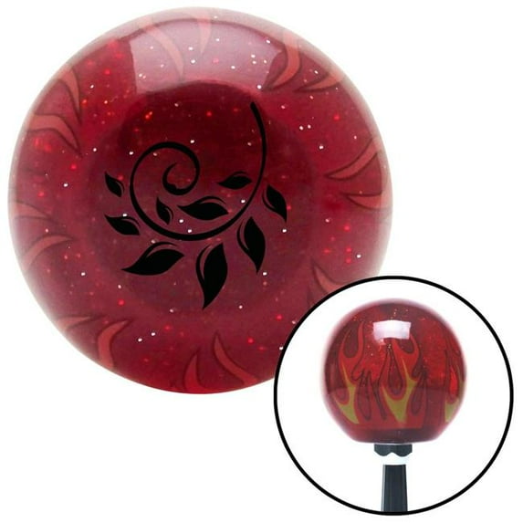 Black Spiral Petals Red Flame Metal Flake Shift Knob with M16 x 1.5 Insert Shifter Brody