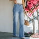 thumbnail image 2 of Gibobby Jeans mujer cintura alta Pantalones vaqueros de color liso para mujer, pantalones vaqueros elásticos con botones ajustados en la cintura para mujer(Azul,G), 2 of 5