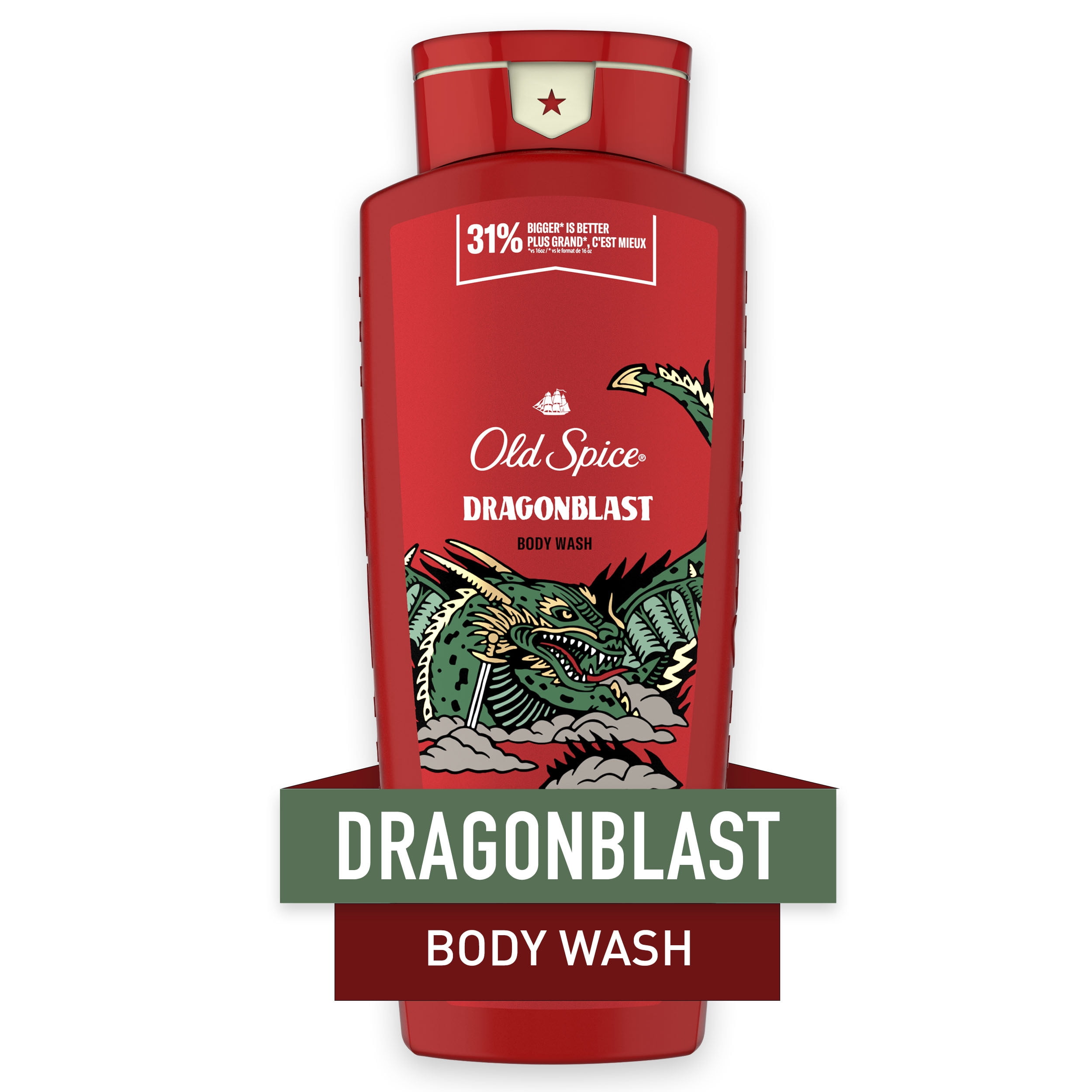 Old Spice Body Wash for Men, Dragonblast, Long Lasting Lather, 21 fl oz
