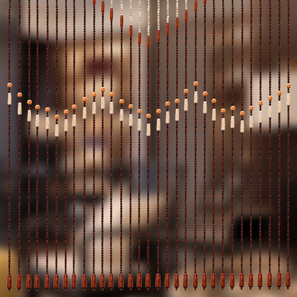 PEAKORA31 Line Bead Curtain, String Door Curtains Beaded Wooden Curtain Chocolate Brown For Home Doorways, Wardrobes