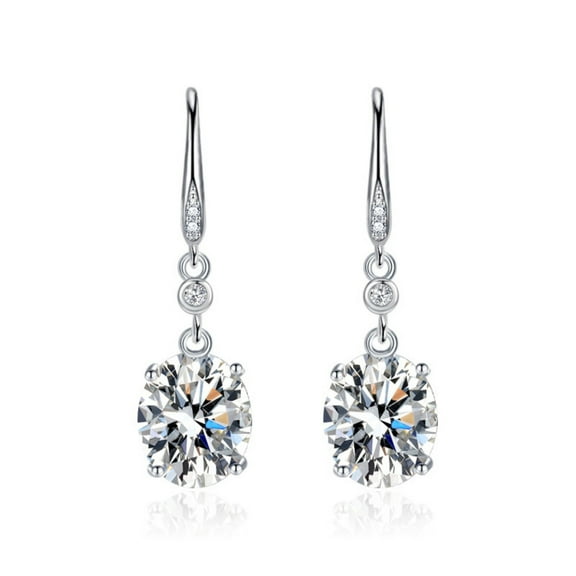 Vireellx Diamond Earrings for Women Oval Single Diamond Ear Hook with Pink Diamond Stud Earrings Jewelry for Her Birthday Christmas Gift