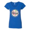 thumbnail image 3 of Floral Nurse Appreciation Pop Culture Womenâ€™s Standard V-Neck Tee, Royal, Small, 3 of 5