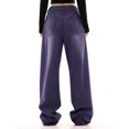 thumbnail image 5 of Siilsaa Pant Women Women's High Waisted Cargo Jeans Straight Wide Leg Stretch Baggy Jeans Y2K Casual Loose Denim Cargo Pants Trousers Purple,S, 5 of 6