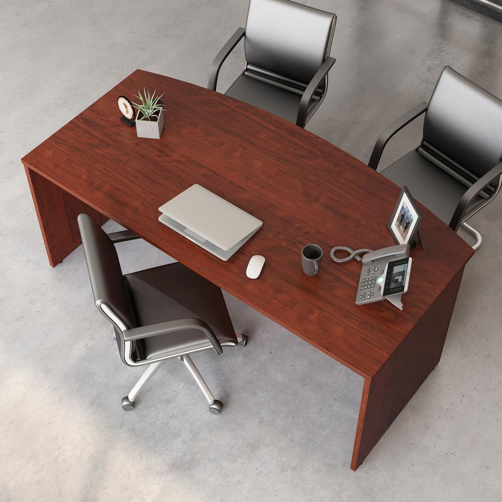 Sauder Affirm 72" x 36" Bowfront Executive Desk in Classic Cherry