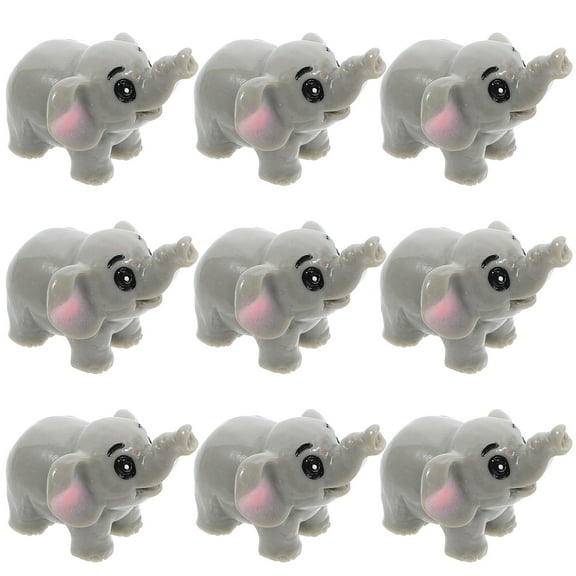 DRAFIDEEP Miniature Elephant Figurines 10Pcs Realistic Design Resin Ornaments for Desktop and Garden