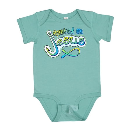 

Inktastic Hooked on Jesus Christian Gift Baby Boy or Baby Girl Bodysuit