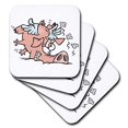 thumbnail image 1 of 3dRose CST_104031_3 Funny Crash Landing Flying Pig Ceramic Tile Coasters, Set of 4, 1 of 2