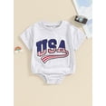 thumbnail image 2 of Bagilaanoe 4th of July Newborn Baby Girl Boys Rompers Letters Print Short Sleeve Bodysuit 3M 6M 12M 18M 24M Infant One Piece Short Jumpsuit for Independence Day, 2 of 9