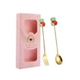 thumbnail image 1 of Cubiertos Juego de cubiertos de acero inoxidable Cucharas de postre reutilizables de acero inoxidable calcetines rosa, 1 of 9