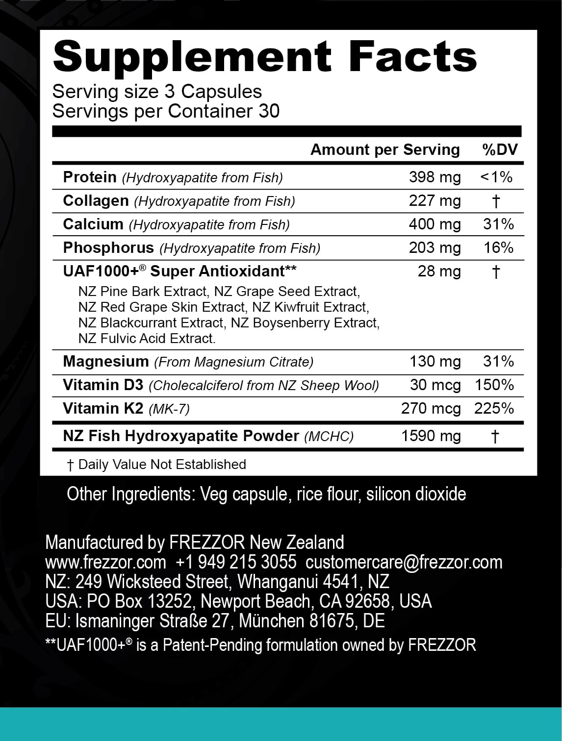 <span style="font-size: 10.5pt;">FREZZOR Calcium Plus Magnesium, Highly Bioavailable Bone Supplement, </span>Vitamins K2 and D3, 5-Pack, 450 Capsules