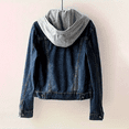 thumbnail image 3 of VIWORLD Women's Plus Size Street Style Denim Jacket - Hooded Cropped Coat with Functional Pockets Dark Blue，S, 3 of 8