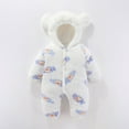 thumbnail image 4 of Baby Winter Fleece Jumpsuit Girls Long Sleeve Onesie Pajamas Button Down Plush Cute Romper Newborn Essentails, White, 9 Months, 4 of 4