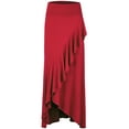thumbnail image 1 of Made by Johnny Women's Wrapped High Low Ruffle Maxi Skirt XS RED, 1 of 6