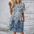 thumbnail image 2 of DPTALR Robe de Fête des Mères à Fleurs pour Femmes, Col Rond, Manches Courtes, Simple et Confortable, avec Poche, 2 of 6