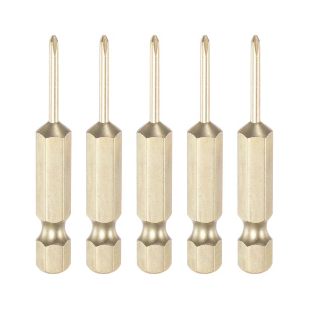 5uds PH0 Phillips Cabeza Destornillador Taladro 2" Longitud 0.08" Diámetro 1/4 Pulgadas Hexagonal Vástago S2 Acero Magnético Cruzado Cabezal para Eléctrica Herramienta