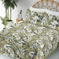 thumbnail image 3 of Ambesonne Leafy Design Fitted & Flat Sheet with Sham 3 Pcs Set, Modern Leaves Exotic, Twin XL, White Pale Olive Green, 3 of 5
