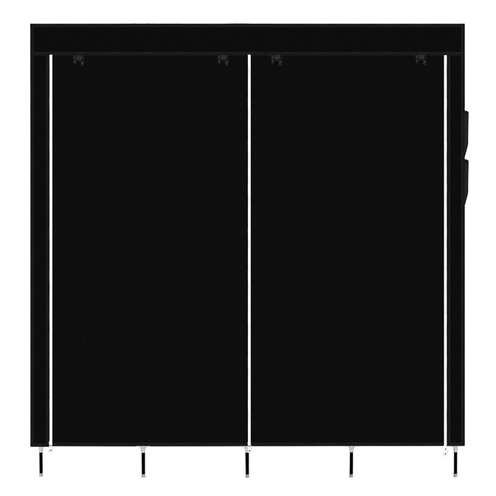 67" Clothes Closet Portable Wardrobe Clothes Storage Rack 12 Shelves 4 Side Pockets Black