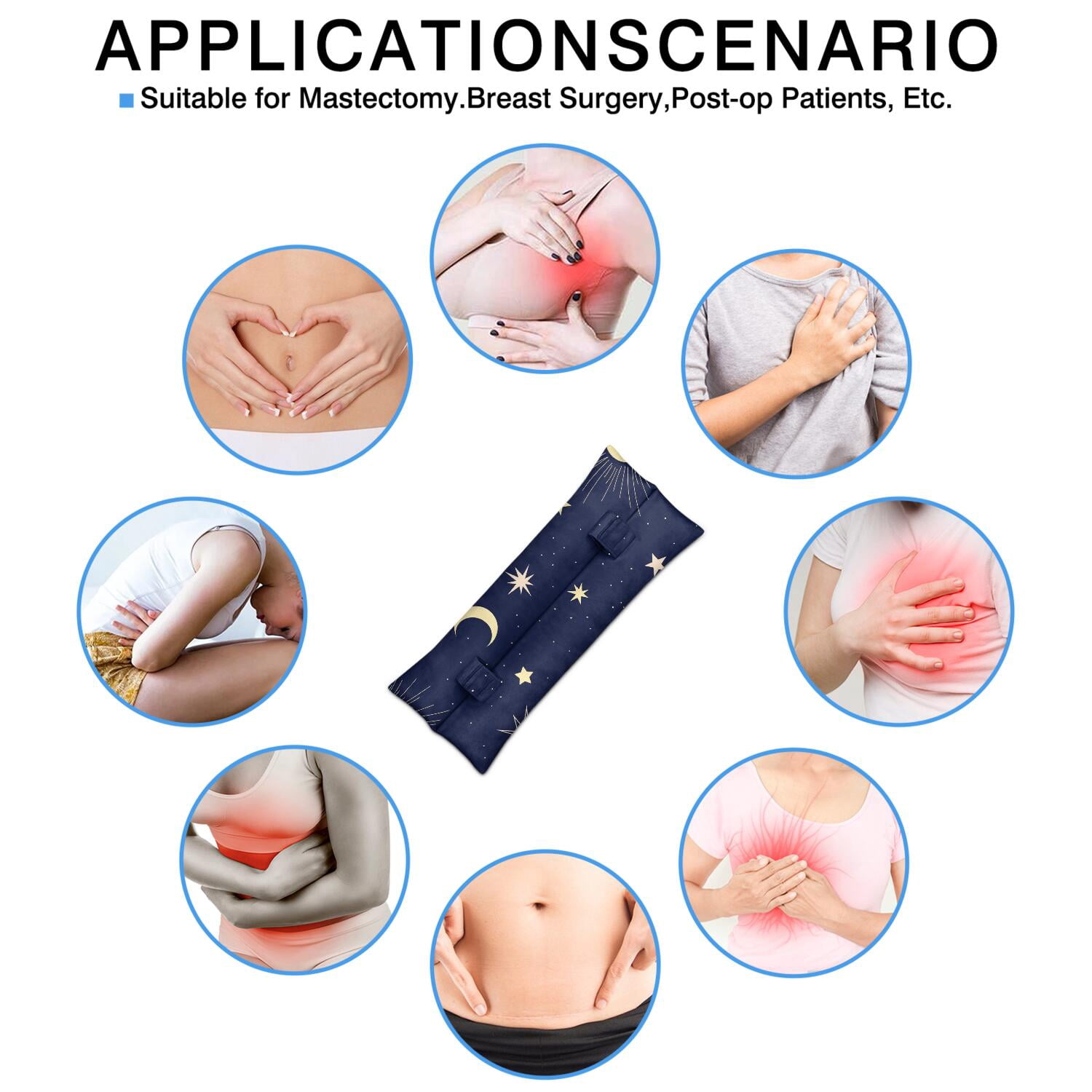 Ethereal Moon and Sun Seatbelt Pillow Pressure Relief Pad for Post-Chest Surgery Comfort