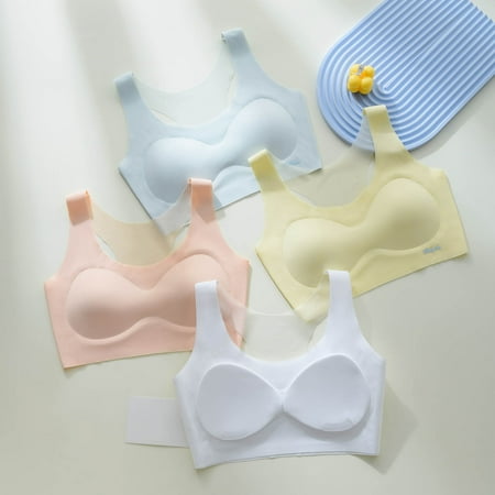 4 PCS Teen Bras for Girls Lightly Padded Training Bra Comfort Breathable Stretch Girl s Underwear Bralette  Multi-Pack  M