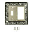 thumbnail image 1 of SleekLighting | Wall plates Decorative Brushed Satin Pewter | Electric Outlet and Switch Covers| Style: 2 Gang Toggle & Decorator (1 Pack), 1 of 7