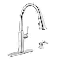 Delta Eldridge Single-Handle Pull Down Sprayer Kitchen Faucet with ShieldSpray Technology in Polished Chrome, Grey