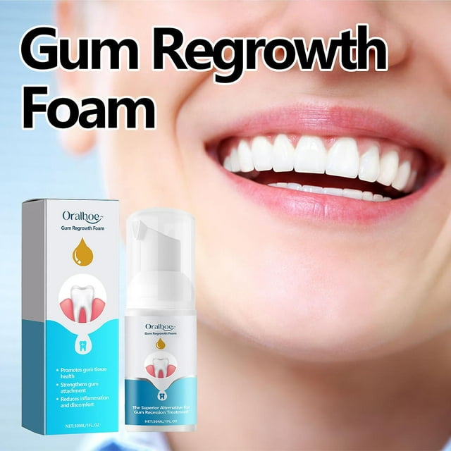 Mousse Régénératrice pour Gencives, Mousse de Traitement des Gencives, Anti-Inflammatoire, Régénération et Réparation des Tissus Gingivaux, Mousse de Soin des Gencives Régénérante, Nettoyage en Profondeur des Taches de Gencives