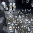 thumbnail image 2 of Pegatinas de nail art Bloazife 5D doradas de Navidad con copos de nieve, 2 of 7